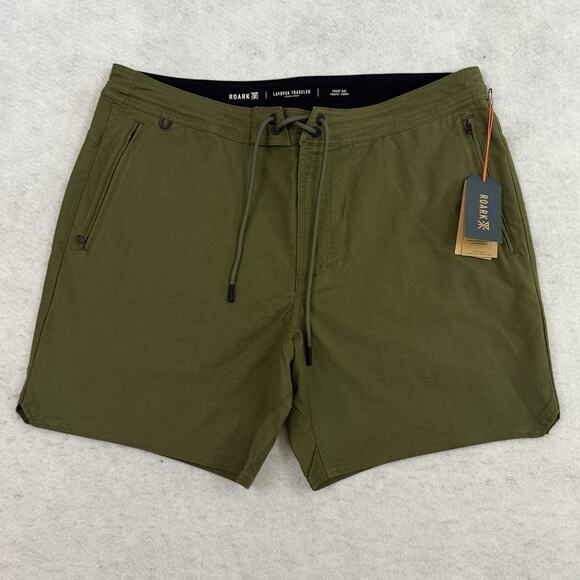 Huckberry Roark Layover Travel Shorts Mens 36 Green Everyday Stretch Hiking - Picture 3 of 13